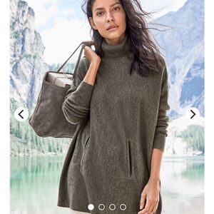 Garnet Hill Olive Turtleneck Sweater